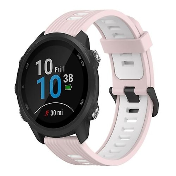 För Garmin Forerunner 245 Music 20mm Vertikalt Mönster Tvåfärgat Silikon Armband TLK Pink-White