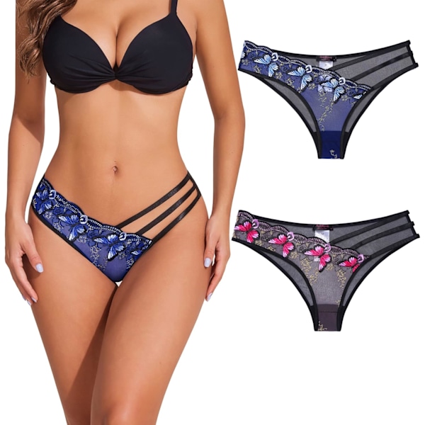 Sexy truser for kvinner Butterfly Broderte undertøy Mesh