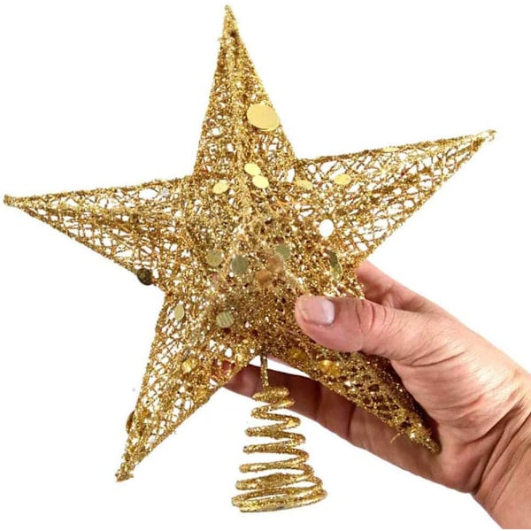 Glitrende juletretoppstjerne, glitrende juletrepynt, 20 cm