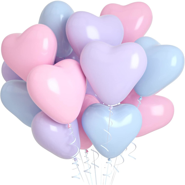 Hjerteformet ballon macaron (30 stk) - Pastell latexballoner