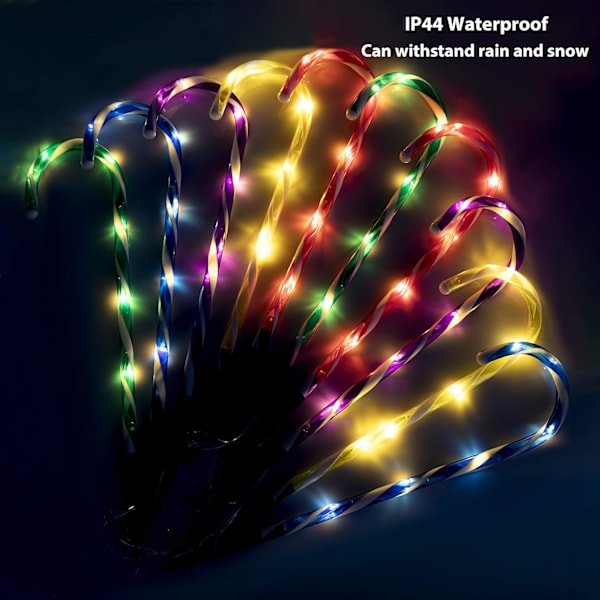 Godissockerrör utomhus julbelysning - 10-pack 60 LED 21 tum upplysta landskapsbelysning med minnesfunktion 8 blinkande lägen