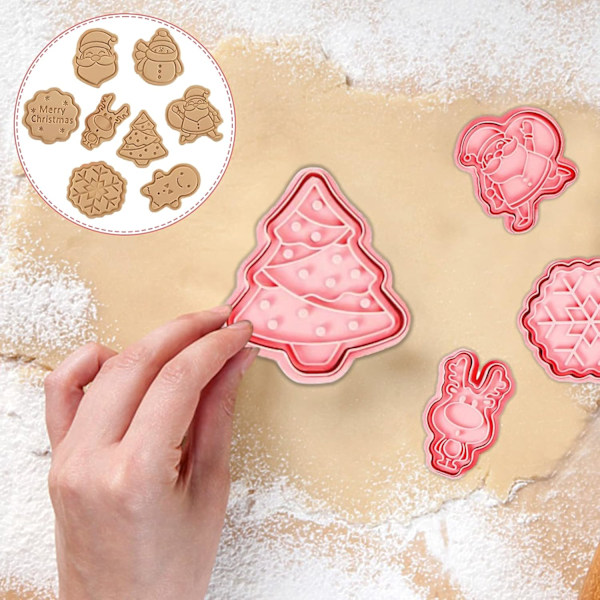 Jul Cookie Cutters (Set om 8, Jul Rosa-A)