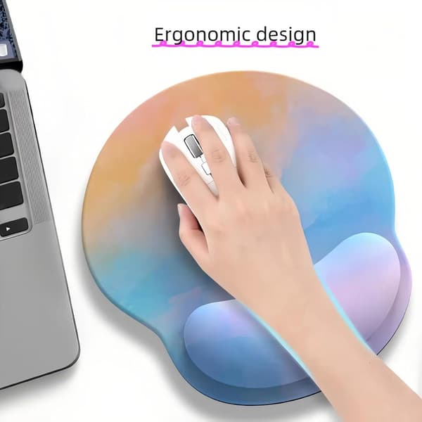 wxsp Ergonomisk musemåtte med gel håndledsstøtte, sød regnbue skrivebordsmåtte til computer, kontor & gaming, skridsikker musemåtte til kvinder piger, pink