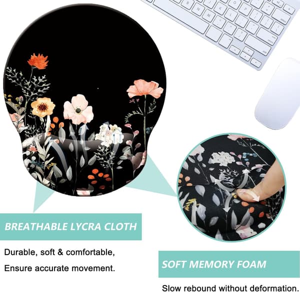 Musematte med håndleddsstøtte, ergonomisk musematte med minneskum håndleddsstøtte Cuswxsp, sklisikker gummibase spillmusematte for hjemmekontor
