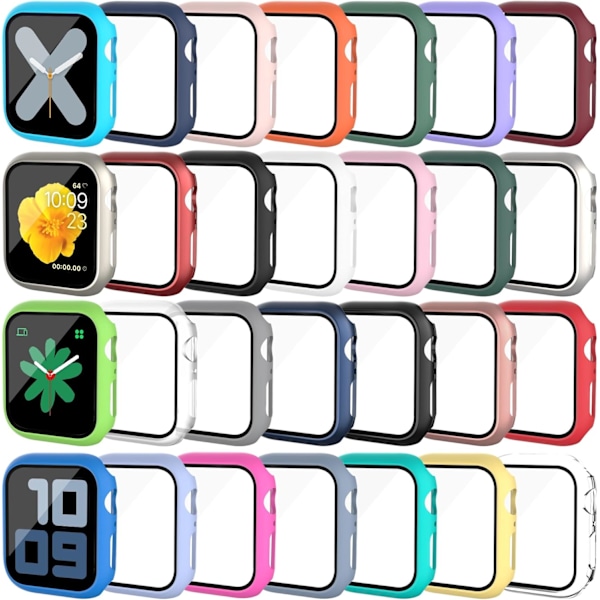28-pakning Deksel for Apple Watch Series 10 42mm med Skjermbeskytter i Herdet Glass, Ultratynt Støtsikkert Hardt PC Beskyttelsesdeksel, Allsidig Kantbeskyttelse