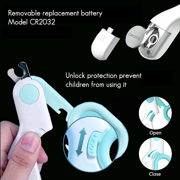 Mini LED-nagelklippare för husdjur med ljus