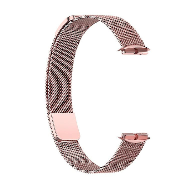 Udskiftningsrem i rustfrit stål, magnetisk Milanese-modearmbånd til Fitbit Luxe rose pink