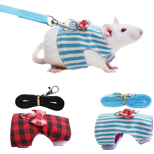 2 st Hamstersele, Röd Rutnät + Blå Ränder Smådjur Utomhus
