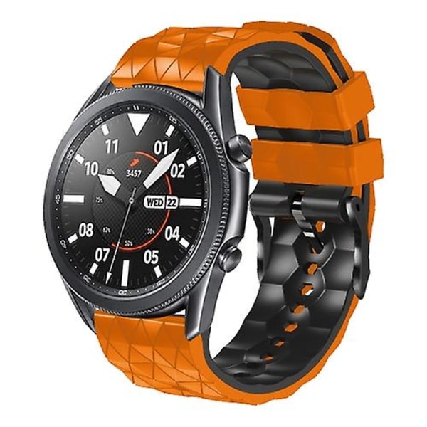 För Ticwatch Pro 3 22mm Fotbollsmönster Tvåfärgad Silikonrem DMR Orange-Black