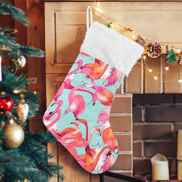 Jule-Strømpe, Personlige Jule-Strømper 2-pak Flamingo Rosa Fugl Tropisk 45,7 cm Jule-Strømper Hængende Ornament Pejs til Træ