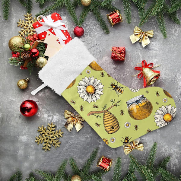 Julklapp, Personliga Julklappsstrumpor 2-pack Bi & Honung Prästkrage 45,7 cm Julstrumpor Hängande Ornament Eldstad för Träd