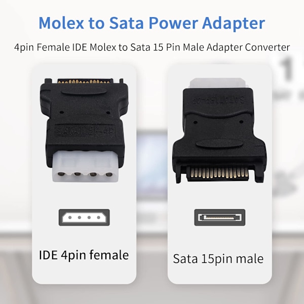 Molex til strømforsyning 4-pin IDE Molex til 15-pin hann