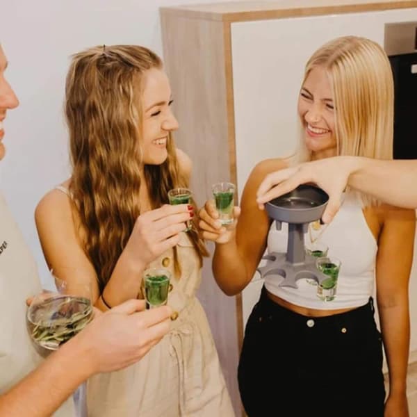 wxsp 1 Set - Vin Dispenser - Med 6 Glas - Grå Ram Vit