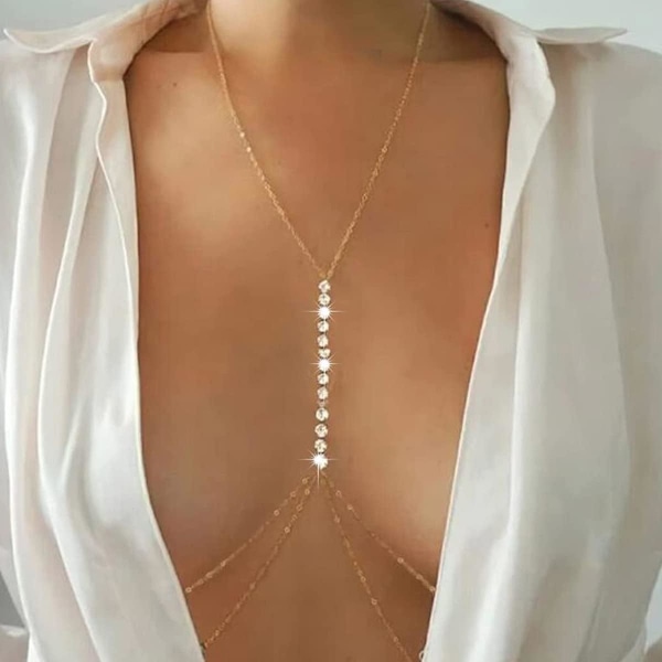 Sexy Rhinestone Body Chains Gull Ond Øye Magekjede Midje