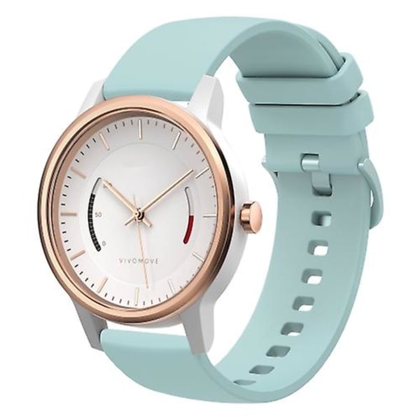 För Garmin Vivomove 20mm Solid Color Soft Silicone Watch Band LYX Sapphire Green