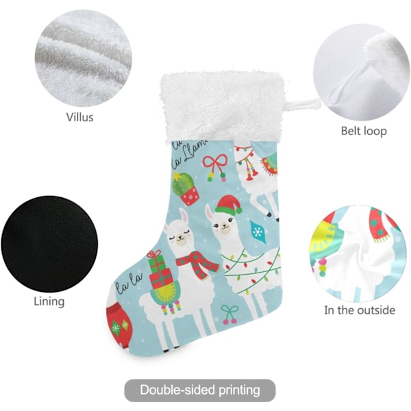 Julklapp, Personliga Julklappsstrumpor 2-pack Söt Lama Alpacka Jul Kaktus 45,7 cm Julstrumpor Hängande Ornament K