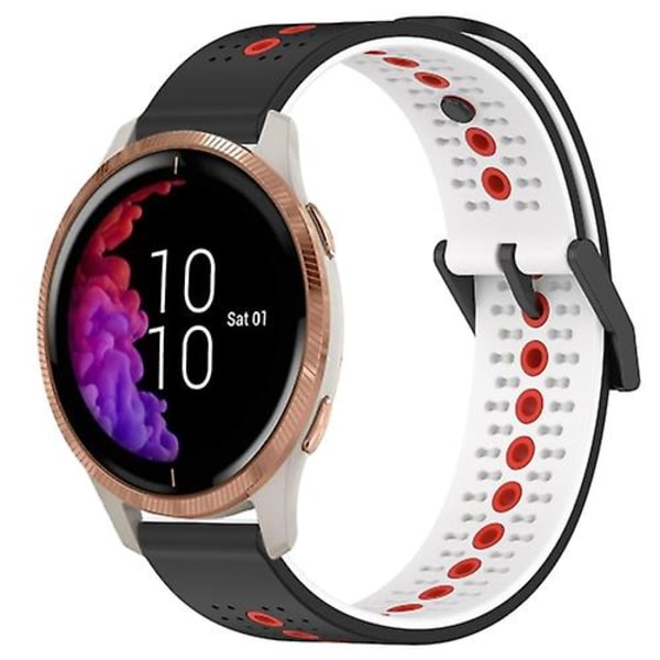 För Garmin Venu 20mm Trefärgad Andningsbar Silikonklockarmband IYF Black-White-Red