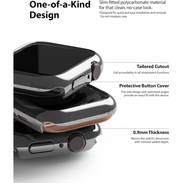 Slim [Anti-Gulningsmaterial / 2-pack] Kompatibel med Apple Watch Series 6, 5, 4, SE (2020), SE (2022) 44mm Skal för Minimalistisk, Solid Skydd för Kvin