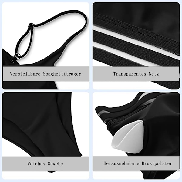 Push-up bikini med mesh-indsatser og høj talje