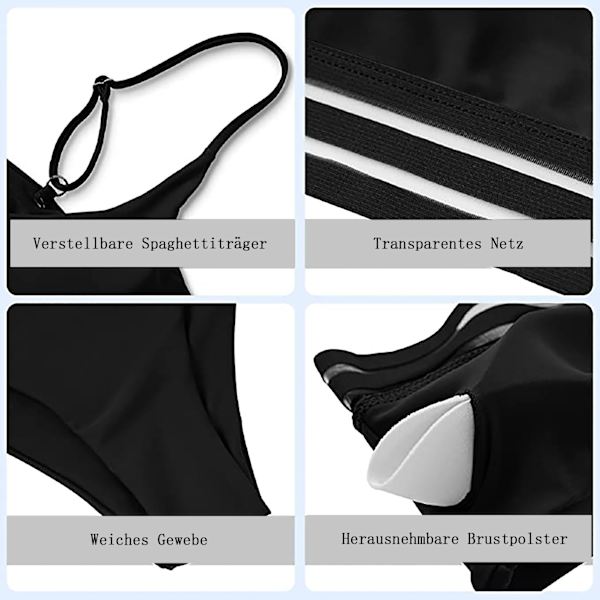 Push-up bikini med mesh-inlägg och hög midja