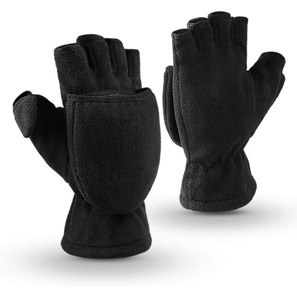 Vinterhandskar Fingerless Konvertibla Vantar Termisk Polar Fleece Isolerad