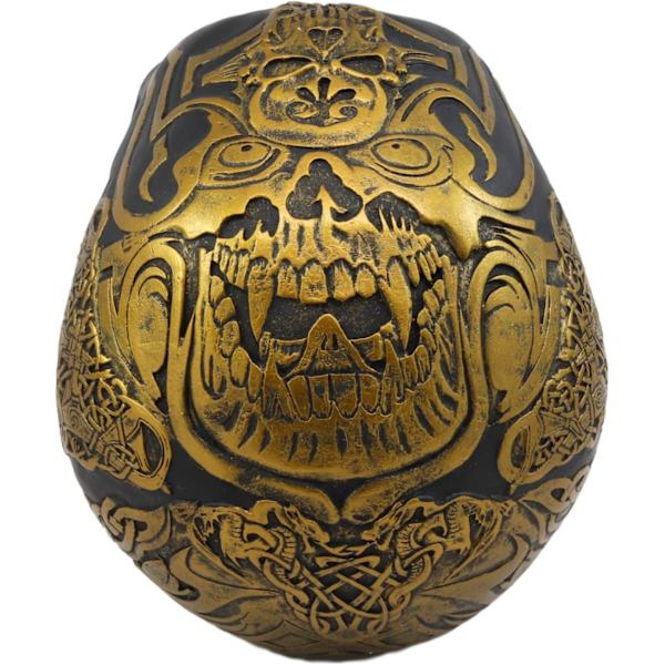 Ebros Keltisk Tribal Knotwork Tattoo Sort Spøgelse Vampyr Kranie Statue 7\" Lang Som Macabre Ossuary Dekoration Dracula Skelet Kranium til     Black & Day