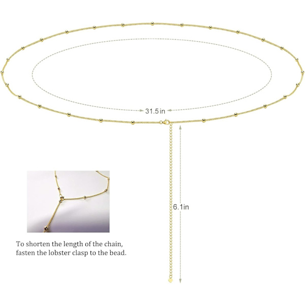 18K gullbelagt klassisk strandbikini Body Chain Metal Bead