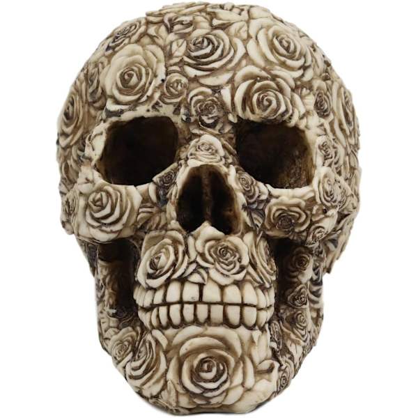 Ebros Day of The Dead Tooled Ornate Floral Skull Figurine DOD Rose Sugar Skulls Statue As Cranium Skeleton Head     Ossuary Macabre Altar Decor