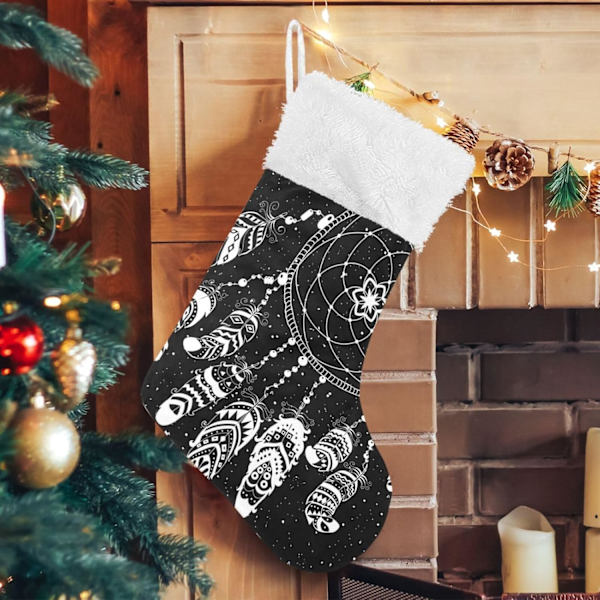 Julklapp, Personliga Julklappsstrumpor 2-pack Indiska Drömfångare Fjädrar Boho 18 tum Julstrumpor Hängande Ornament Kamin för