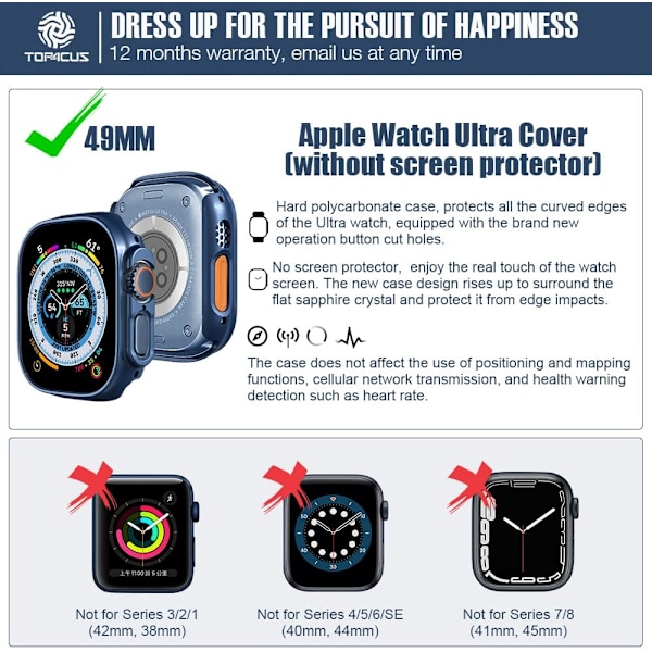 49 mm etui kompatibel med Apple Watch Ultra, iwatch Series Ultra