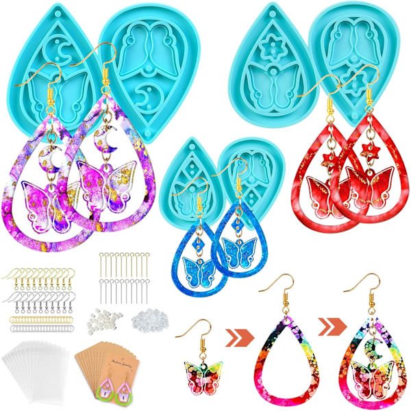 Örhängen Resin Molds Silikon Set med tillbehör