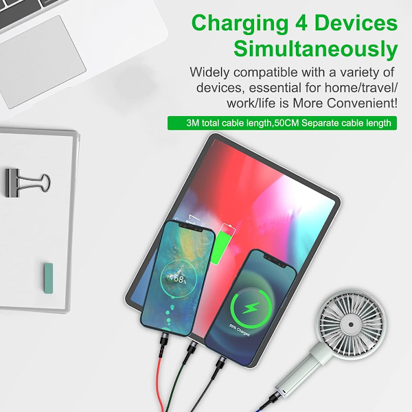 3M/10Ft Multi 4 i 1 USB Universal Iphone Laddning