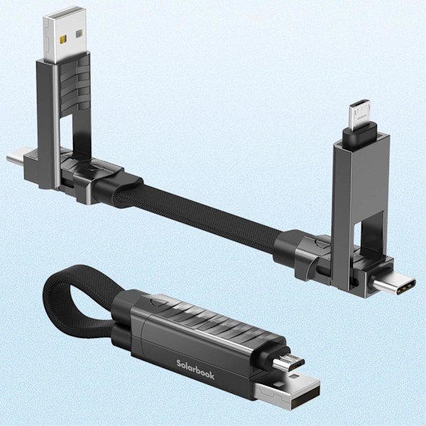 Multi-opladningskabel, 60W PD Type C-oplader, 4 i 1 magnetisk nøglering