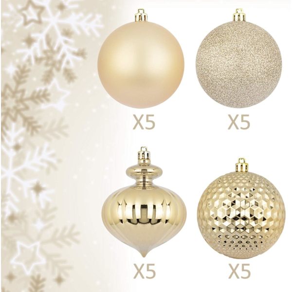 Champagne julekuler 20 stk 3,15 tommers juletrepynt ornamenter