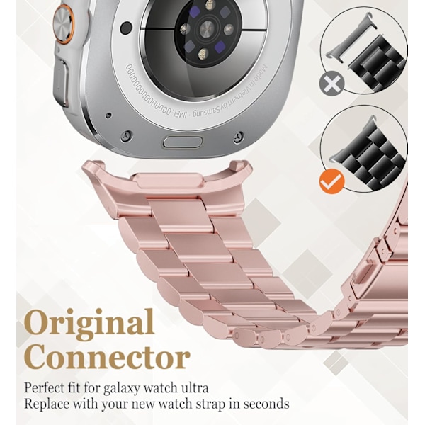 Galaxy Watch Ultra-reimer, sømløs metallrem i rustfritt stål for Galaxy Watch 7 Ultra-reim 47 mm, menn og kvinner, rosarosa
