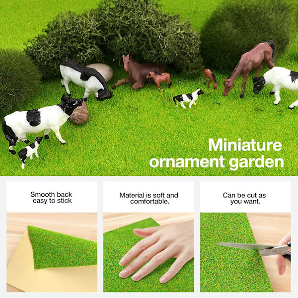 6 st konstgräs miniatyr, konstgräs trädgård diorama