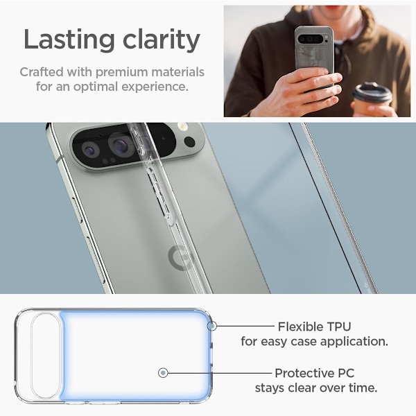 Ultra Hybrid Skal Designat för Pixel 9 Pro XL (2024) [Anti-Gulning], [Militärklassat Skydd] - Klar Kristallklar
