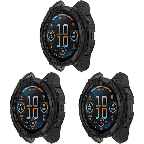 3-pack Klockskydd Kompatibelt med Garmin Fenix 8 51mm (Inte Solar-versionen) Smartwatch-skydd Mjukt TPU-fodral (Svart, Svart, Svart) Svart, Svart, Svart