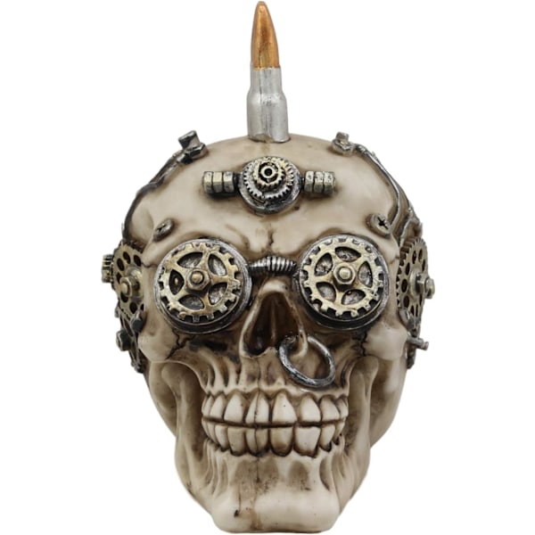 Ebros Badass Bullet Ammo Mohawk Punk Rock Steampunk Skull Figurine med malet Gearwork 7'Lang Gangster Skelet Hoved Statue til     Day of Multi