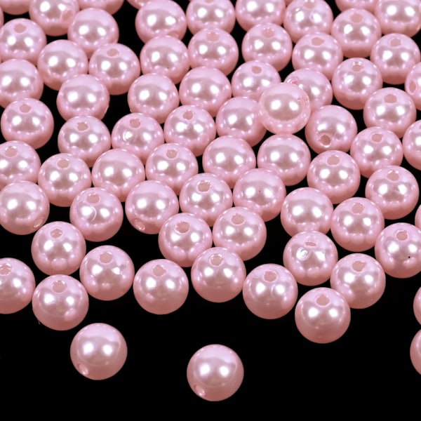 800 st pärlor - Runda pärlor lösa distanspärlor (6 mm rosa)