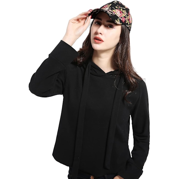 Floral Print Baseball Cap Justerbar 100% Bomuldslærred Dad Hat Huer til Kvinder