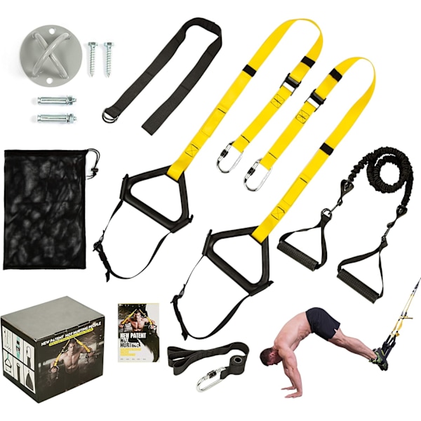 Bdyweight Resistance Trainer Kit, Hme  Strength Training Straps utdr Fitness Training Set Yellw Yellow