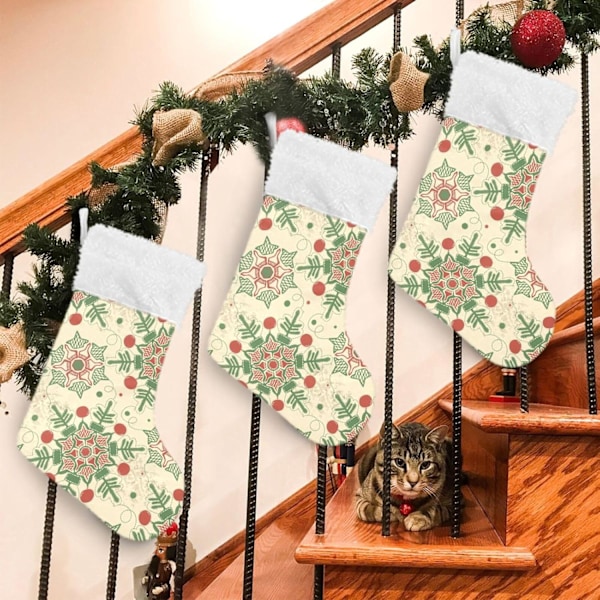 Julklapp, personliga julklappsstrumpor 2-pack Julmönster 45,7 cm Julstrumpor Hängande Ornament Eldstad för träddekoration