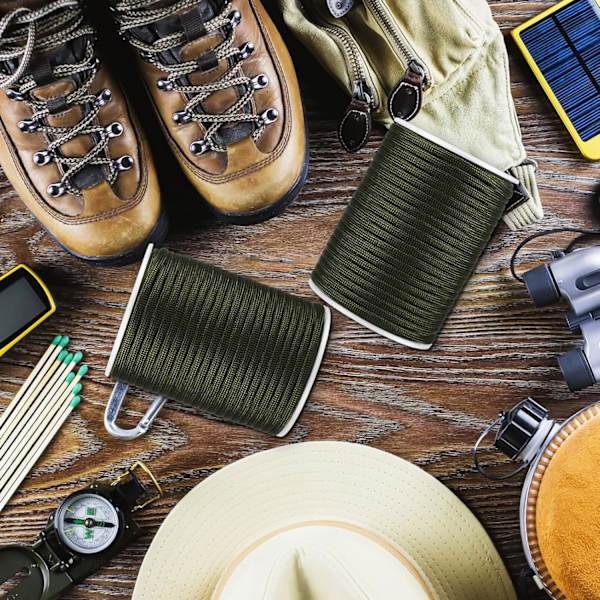 Nylonrep - 2 st 6 mm gröna multifunktionssladdar för camping