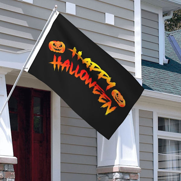Glad Halloween 3X5FT Dubbelsidig Hållbar Uteplats Lätt Torr Utomhus Överraskningsfest Svart Svart