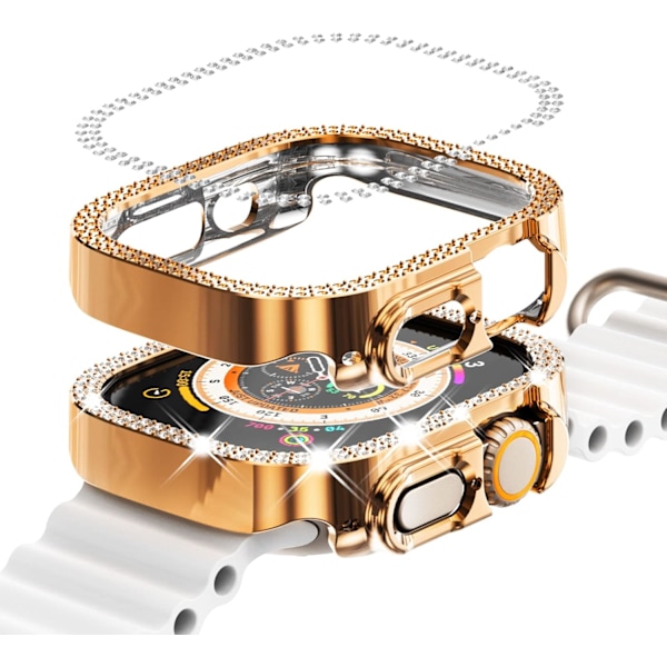 6-pack skal för Apple Watch Ultra 2 Series 9 8 7 6 5 4 3 2 1 SE 49/45/44/42/41/40/38mm Bling Framsida Glittrande Ram för iWatch Kvinnor, (49mm, Svart