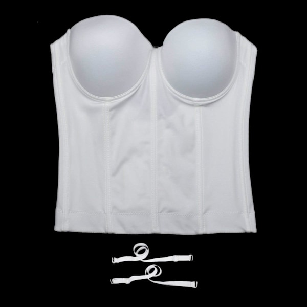 Kvinder Glat Lang Bustier Crop Top Basic Korset Top Hvid