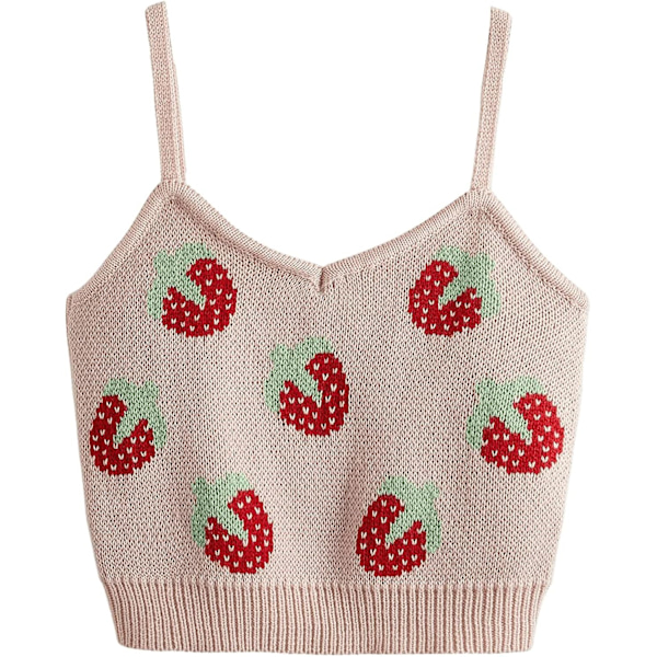 Kvinners blonder lappeteppe spaghetti stropp avling cami søt ribbestrikket slim fit V