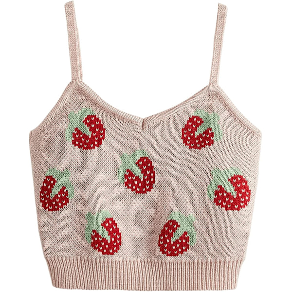 Kvinnors spetslappverk spaghettiband crop cami söt ribbad stickad slim fit V
