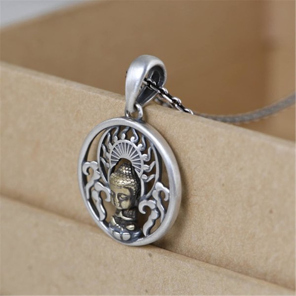 Buddha e Hollow Pendant Thai Sterling Silver S925